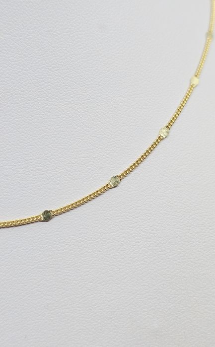 Złoty łańcuszek splot pancerka z blaszką próba 585 14k