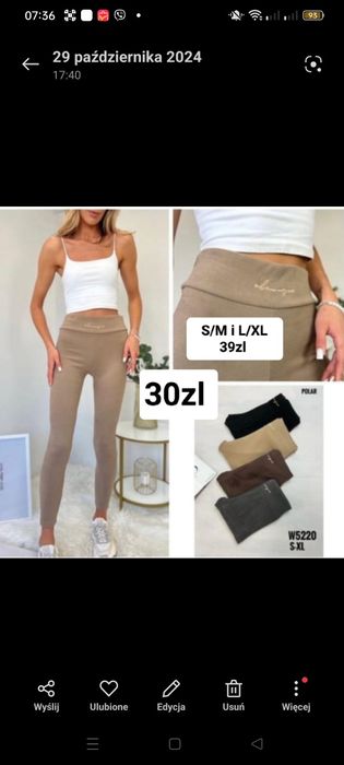 Legginsy bambusowe S/M L/XL czarne brązowe beżowe szare