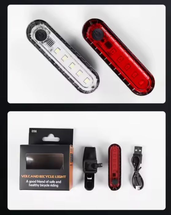 Oświetlenie Rowerowe Vastfire LED USB Przednie - D2K2 / Tylne - HJ056 4 tryby 330mAh 3-8h działania 30g Nowe
