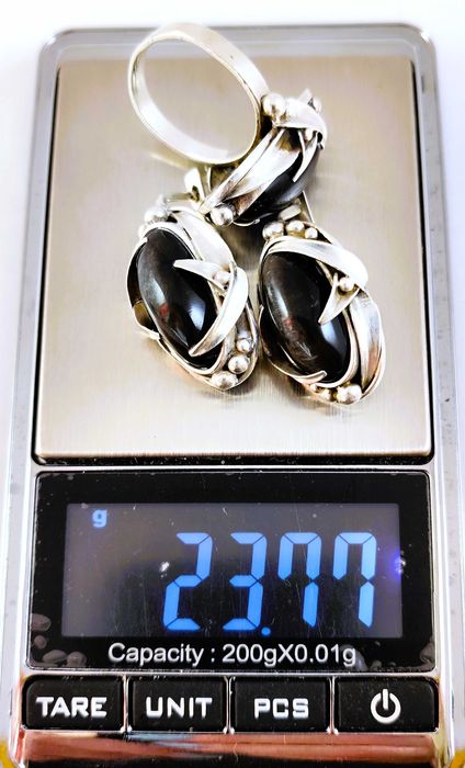 Советский крупный серебряный набор: серьги и кольцо. СССР. 925"Звезда"