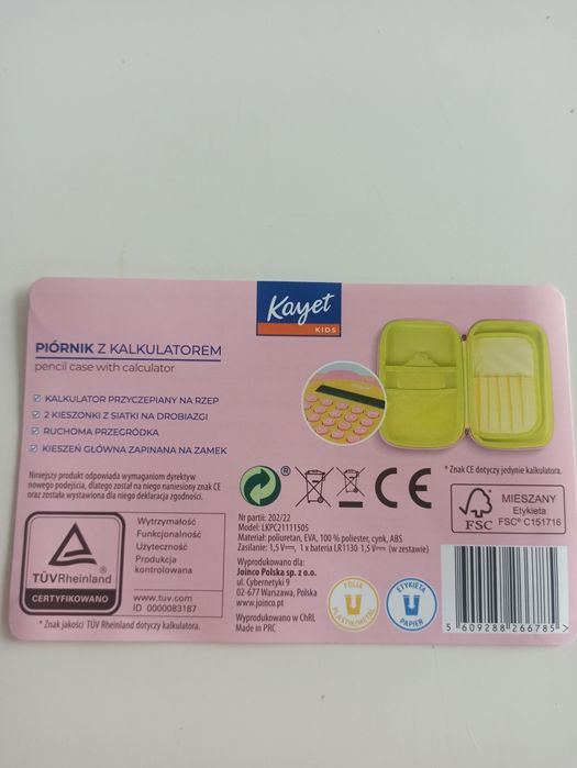 Piórnik z kalkulatorem żółty