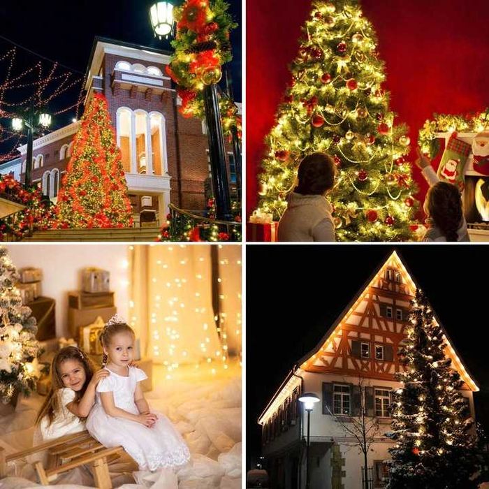 Lampki choinkowe 300 led ciepłe białe 21 metrów zewnętrzne i wewnętrzn