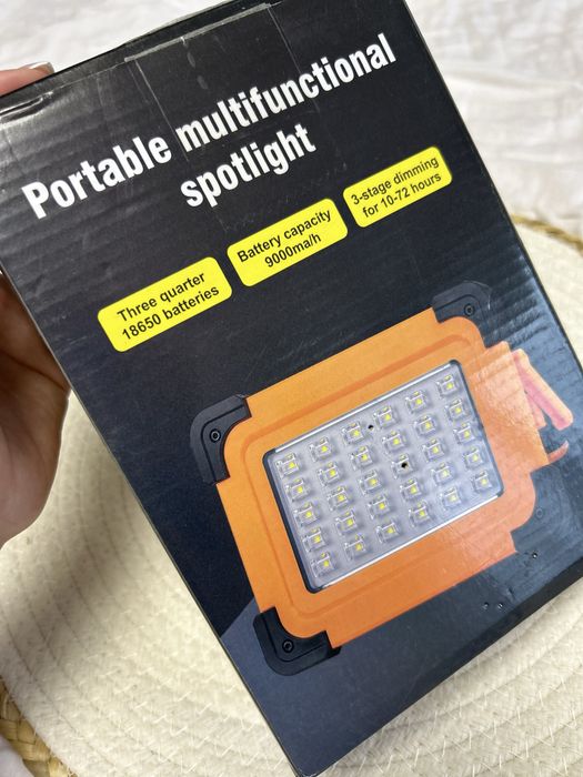 Прожектор акумуляторний з сонячною панеллю та функцією повербанку LED