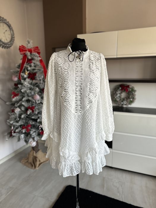 Biała Sukienka Oversize na Świeta Renee Nowa casual boho