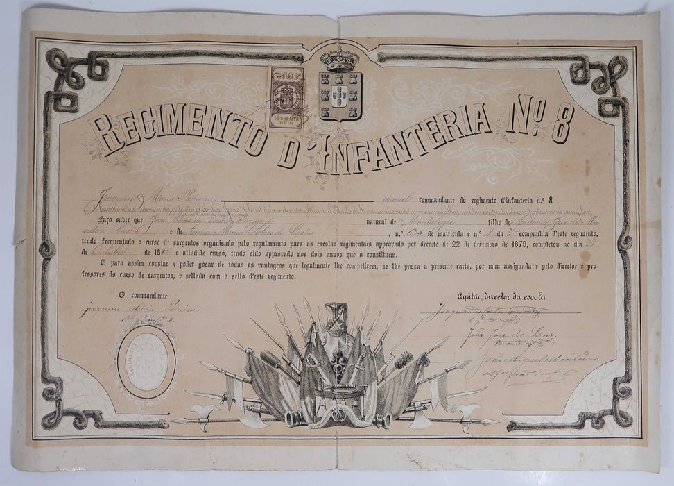 Diploma Regimento D Infantaria nº 8 (1882)