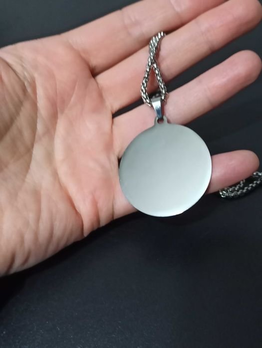 Naszyjnik amulet DUŻY KOT KSIĘŻYC gotyk SREBRNO - CZARNY na prezent