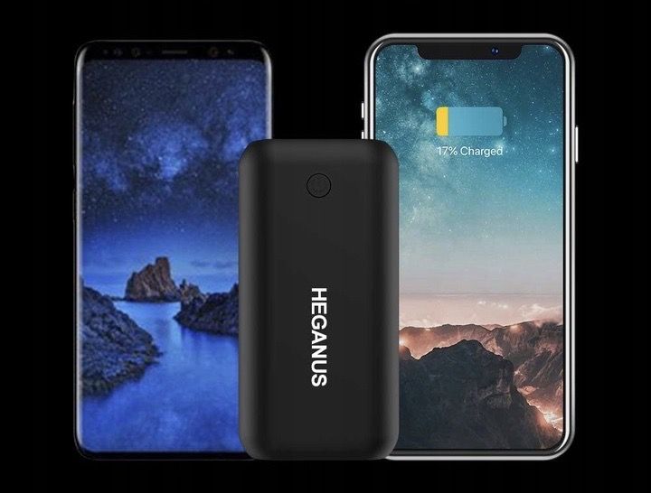 POWERBANK 10000 mAh Power USB Czarny Kabel Przenośny Kieszonkowy Mini