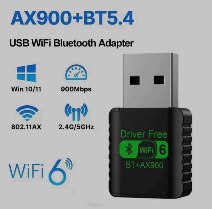 WIFI 6 AX900 + BLUETOOTH 5.4 (2-в-1) USB адаптер