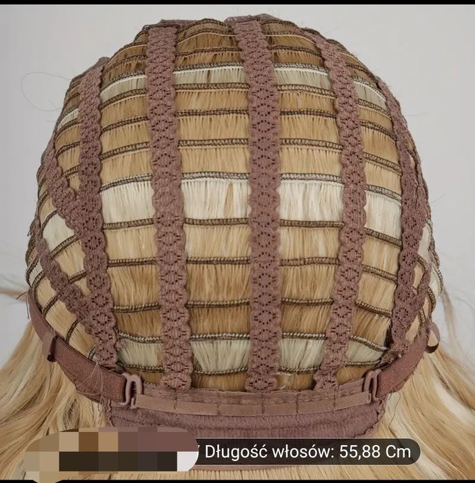 Ombre  blond falowana peruka z grzywką