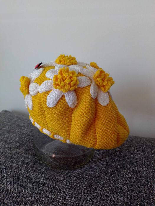 Beret czapka dla dziewczynki szydełkowe