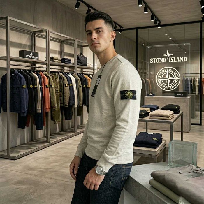 XS S M L XL • Стон Айленд Бежевый Свитшот • Stone Island Зипка