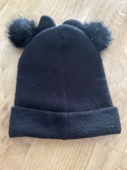 Czapka Myszka Minnie z kokardą i pomponami dla dziewczynki