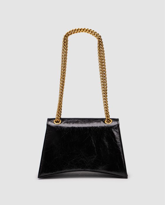 Сумка Баленсіага Balenciaga Crush Medium Chain Bag лакова чорна