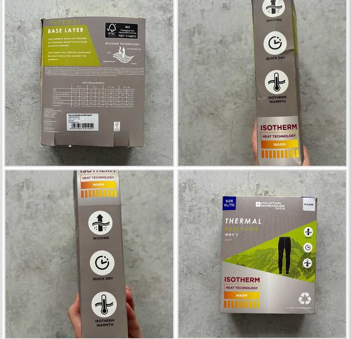 Чоловіча термобілизна  Mountain warehouse штани термоштани XL