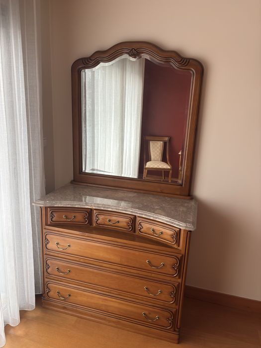 Conjunto Quarto Completo Madeira Maciça + Cama 140x190 - Colchão Novo