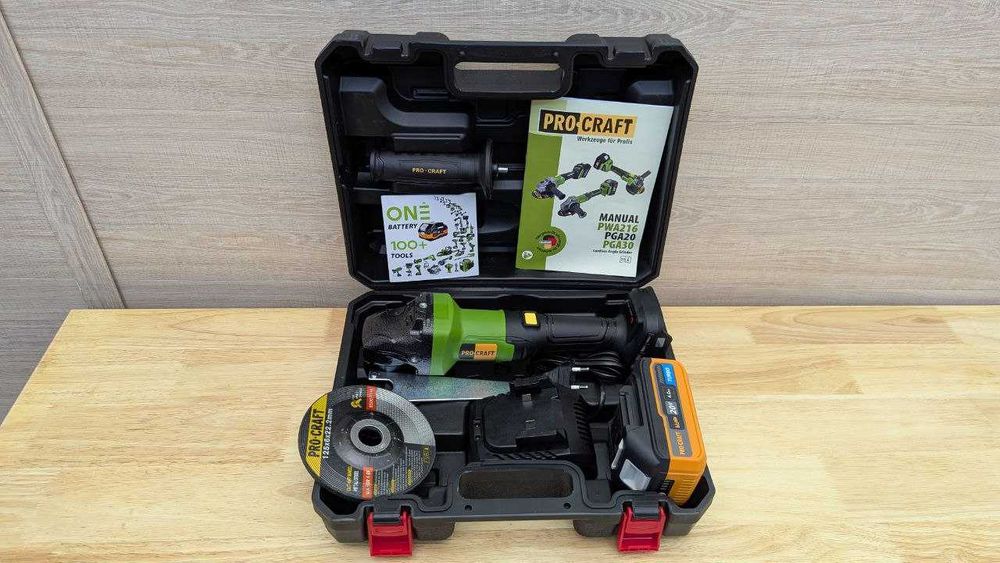 25 мм Болгарка Безщіткова Procraft + 1 акб 4.0Ah turbo +Зарядка +Кейс