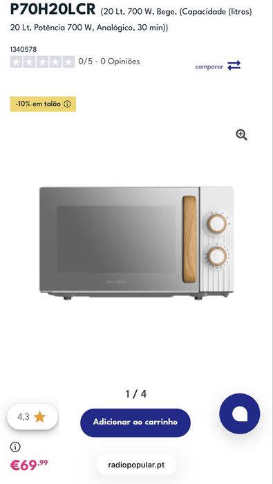 Air fryer 30€ microondas 40€, faço os dois por 60€