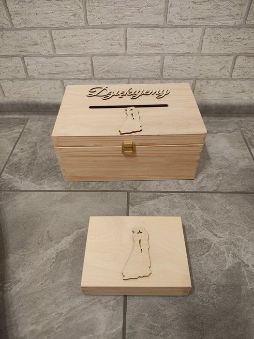 Pudełko na obrączki skrzynka na koperty drewniana ślub wesele nowe