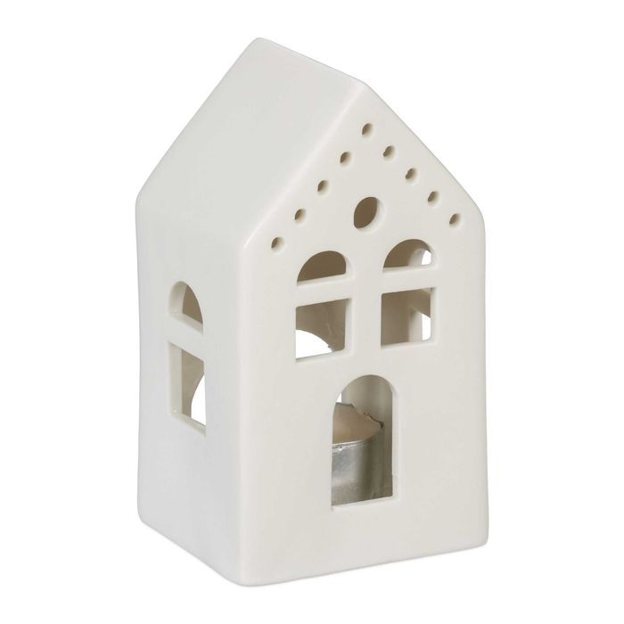 Biały domek ceramiczny na świeczkę