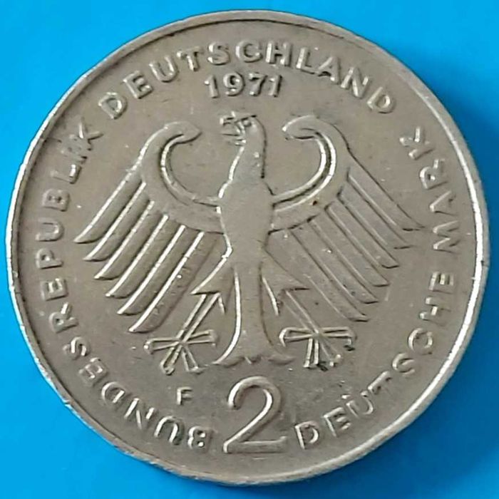 2 Marcos alemães de 1971 "F"