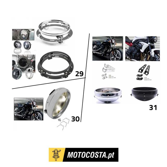 Faróis Frontais - 5.75" e 7" com Piscas e Halo - MOTOCOSTA