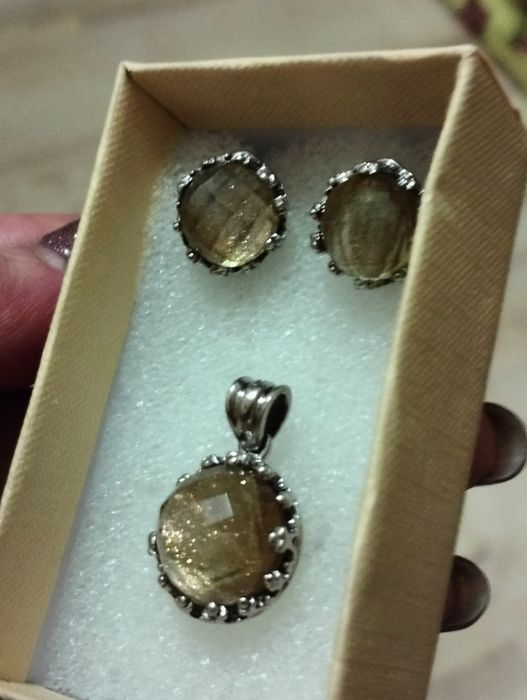 Сереб.серьги с нат.авантюрином