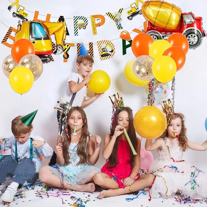 Festa de aniversário decoração balões veículos pesados    ENVIO GRÁTIS