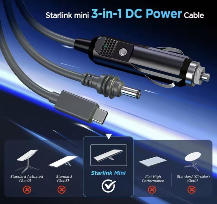 Перехідник  кабель(адаптер) 5м DC PD для Starlink mini