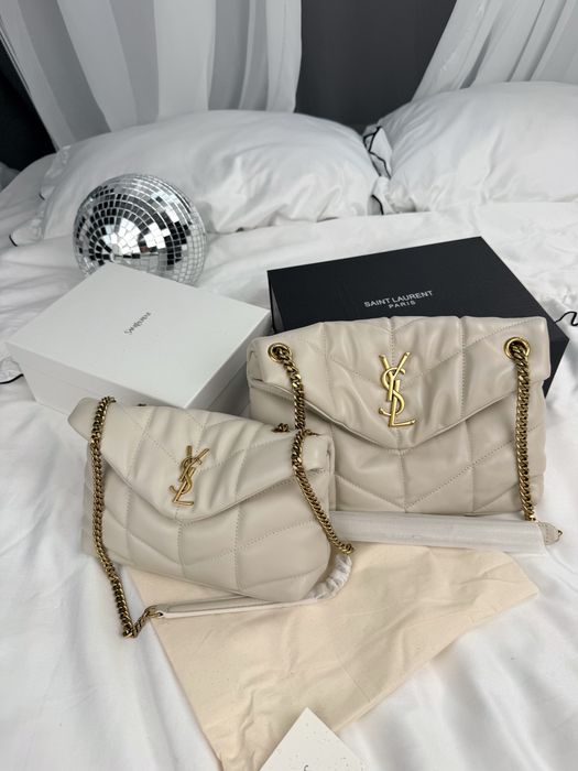Сумка YSL Yves Saint Laurent Loulou Puffer in Light Cream