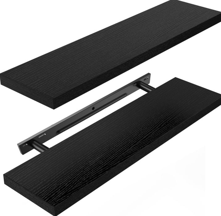 Półki ścienne 60cm czarne zestaw 2 szt półka wisząca