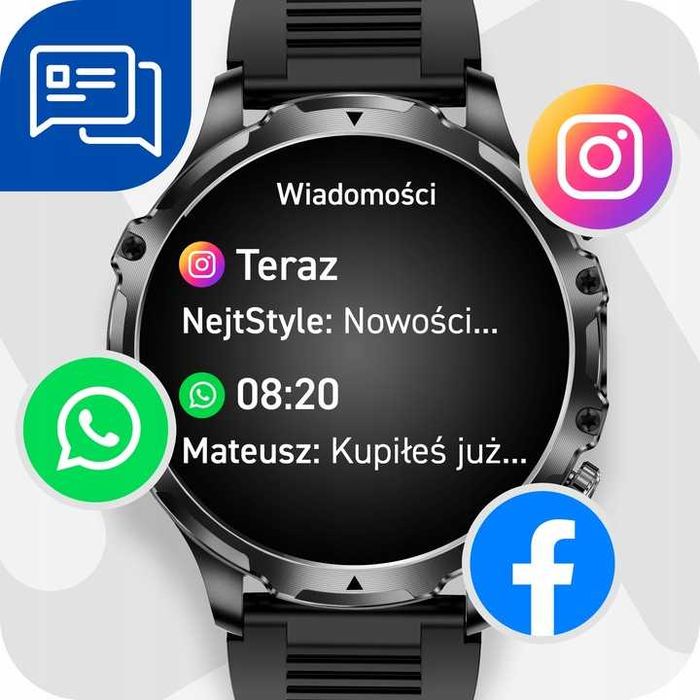 Zegarek SMARTWATCH Męski Rozmowy Duża Bateria 700 mAh WODOODPORNY