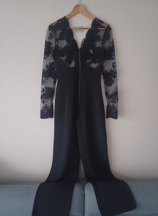Elegancki kombinezon damski glamour S czarny