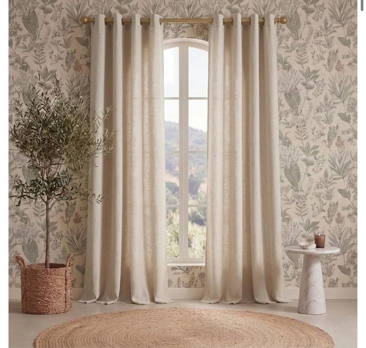 2 Pack Zasłony 140x175cm. Len 30%. Półprzezroczyste Na Przelotkach