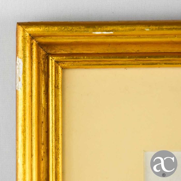 Litografia heráldica emoldurada em madeira dourada e vidro nº3