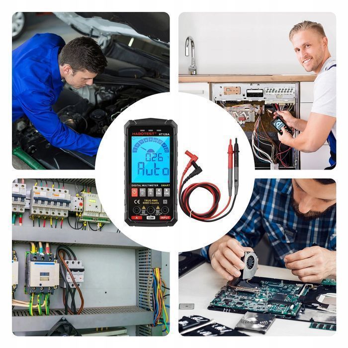 Cyfrowy Multimetr Uniwersalny NCV RMS Live Test Termopara Temp.latarka