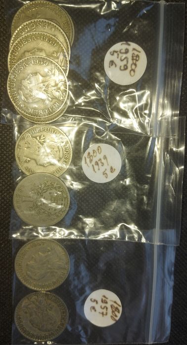 Moedas 1 escudo de 1939 a 1959