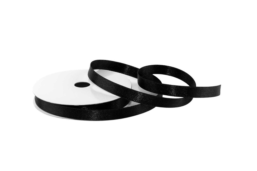 Wstążka satynowa dwustronna 1cm/11yd CZARNA