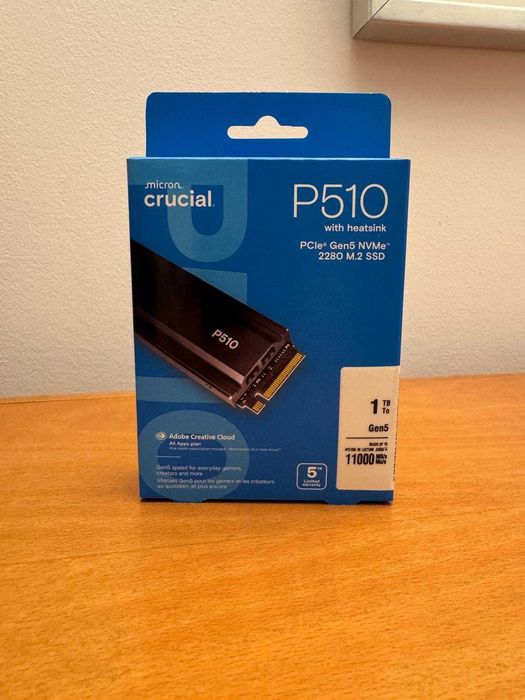 SSD NVMe Crucial P510 1TB PCIe 5.0 (Gen5) + Dissipador | Novo Selado | Ultra Rápido