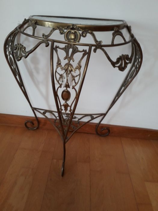 Mesa biselada em vidro e latão com espelho64738404548737120