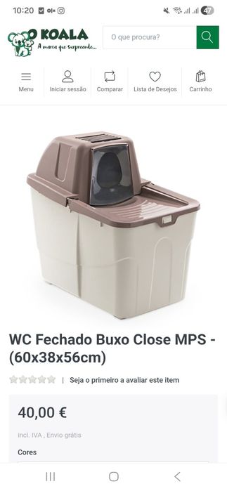 WC Fechado para Gato c/ Entrada Superior (60x38x56cm) – Como Novo