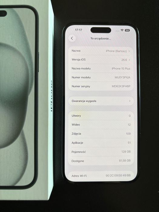 iPhone 15 Plus 128 GB Black — Stan bardzo dobry | Bateria 85% OKAZJA