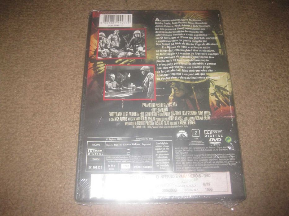 DVD "O Inferno é Para os Heróis" com Steve McQueen/Selado/Raro!