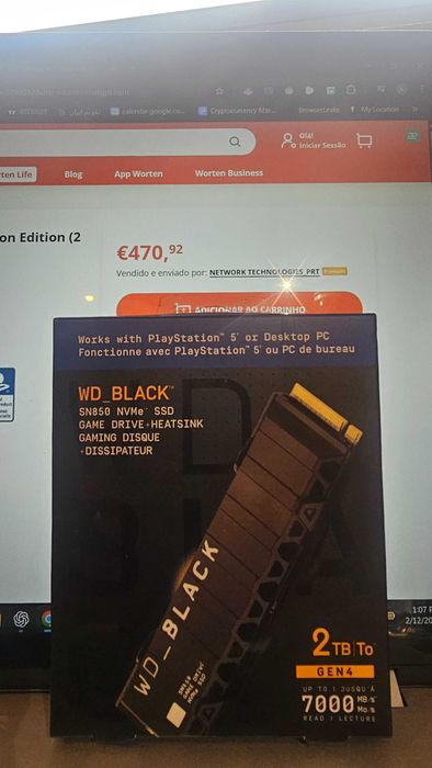 WD_BLACK SN850 2TB NVMe Gen4 c/ Heatsink – Novo Selado PS5/PC