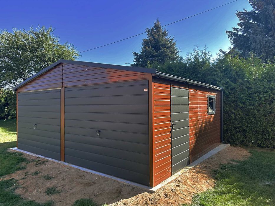 Garaż blaszany wzmocniony ocynkowany drewnopodobny 6x6 /8x6/10x6/12x6