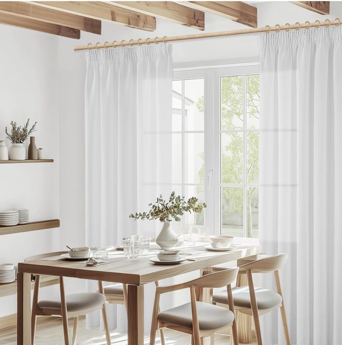 2 Pack Zasłony 140x225cm. Lniane 30%. Półprzezroczyste Na Przelotkach