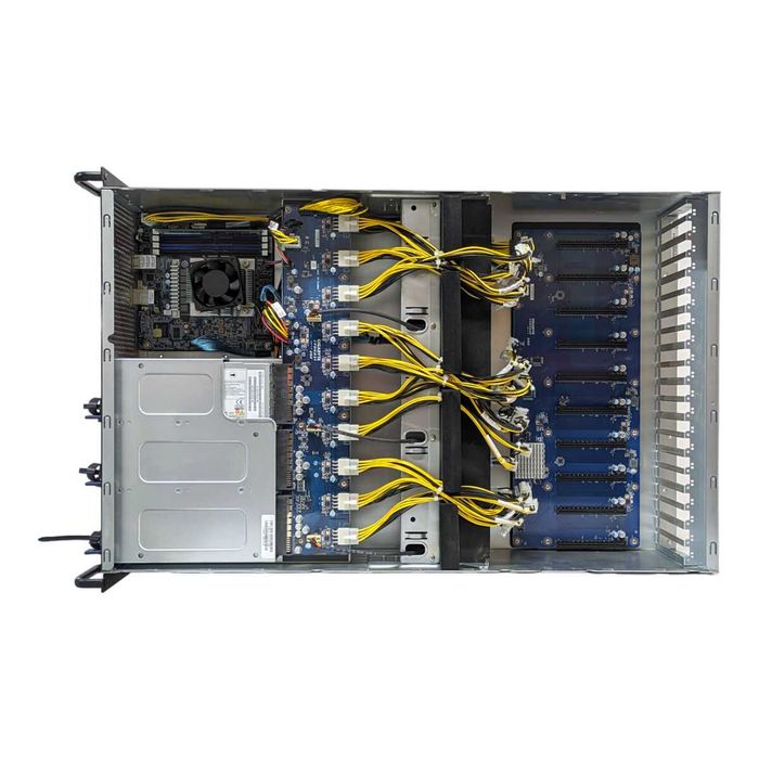 Gigabyte G431-MM0 AMD EPYC 3151 SoC 0GB DDR4 10X GPU 4X SFF 4U Rack Server 3x1600W 80+ Platinum AI/Mining server