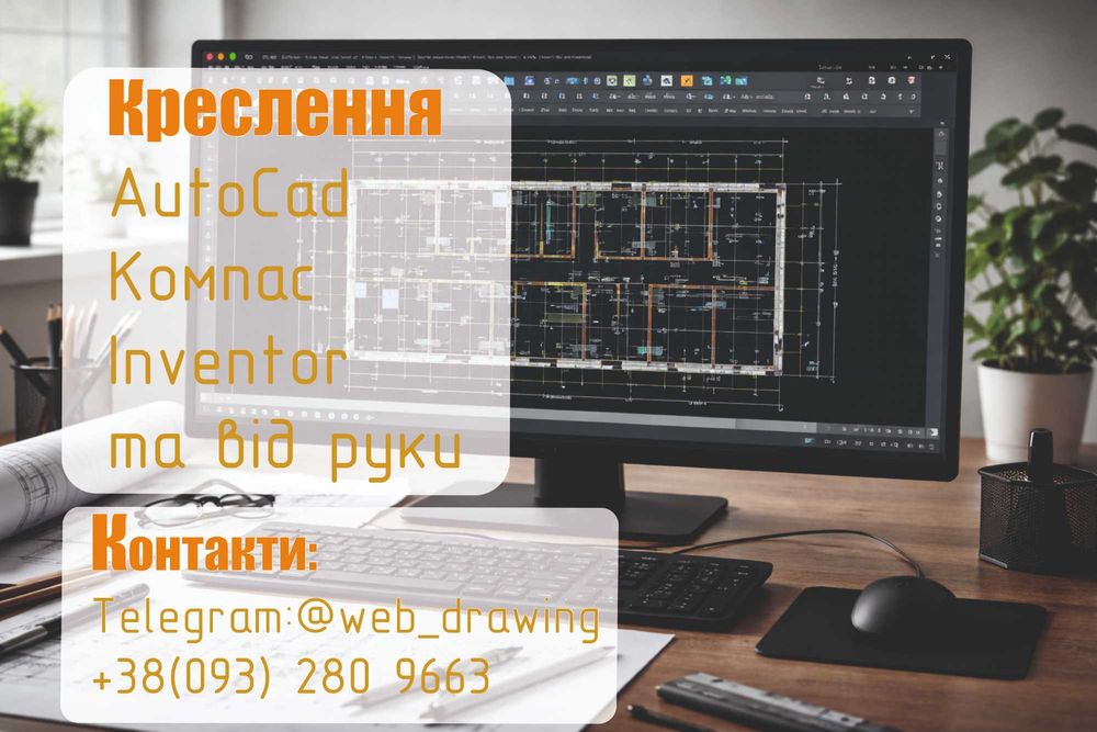 Виконую креслення від руки та в програмах AutoCad, Inventor, Компас
