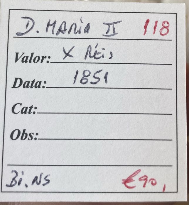 Moeda  118 - X Reis D MARIA II - 1851
