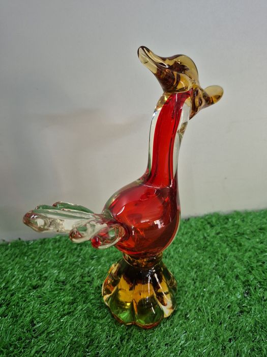 Piękna stara figurka BAŻANTA wykonana ze szkła MURANO