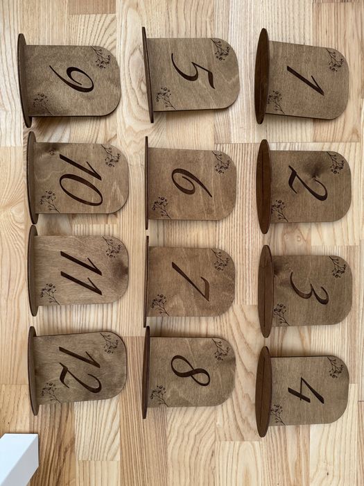 Numery na stół 1-12 - wesele